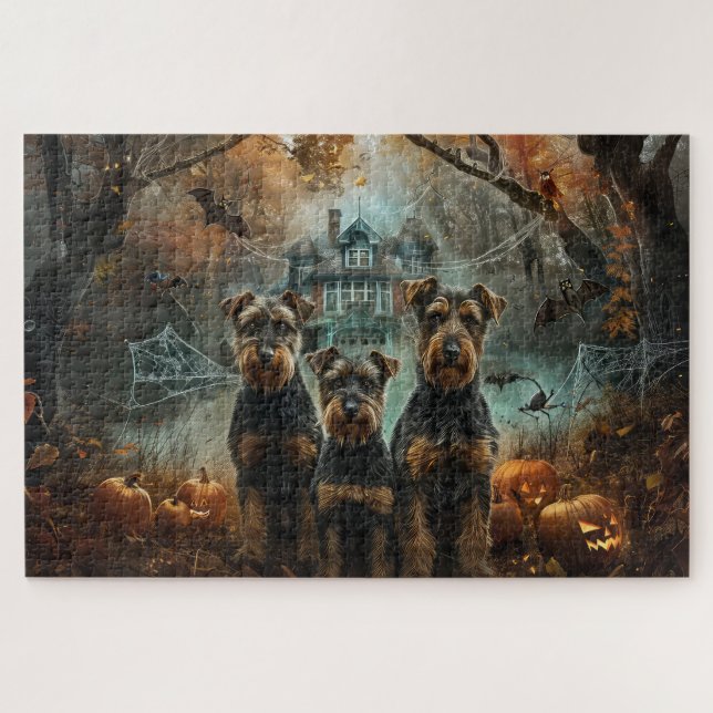 Quebra-cabeça Delícia Canina de Halloween de Airedale (Horizontal)