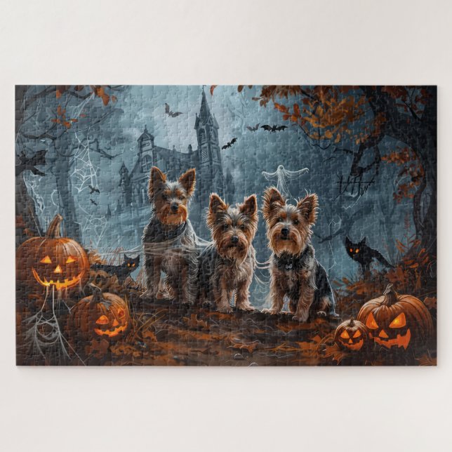 Quebra-cabeça Delícia Canina de Halloween do Terrier Australiano (Horizontal)