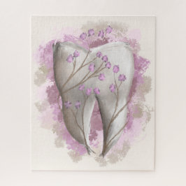 Quebra-cabeça Dente e flores, pintura surrealista. Arte dentária
