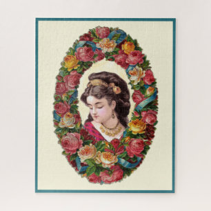Quebra-cabeça Dentro Multicolor Rosa Wreath, vitoriana