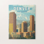 Quebra-cabeça Denver Colorado Viagem Art Vintage<br><div class="desc">Denver retro vetor viagem design. Denver,  a capital do Colorado,  é um namorando de metrópole americano para a era do Velho Oeste. Larimer Square,  o quarteirão mais antigo da cidade,  apresenta os prédios do século 19.</div>