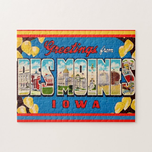 Quebra-cabeça  Des Moines Iowa Retro Postcard (Horizontal)