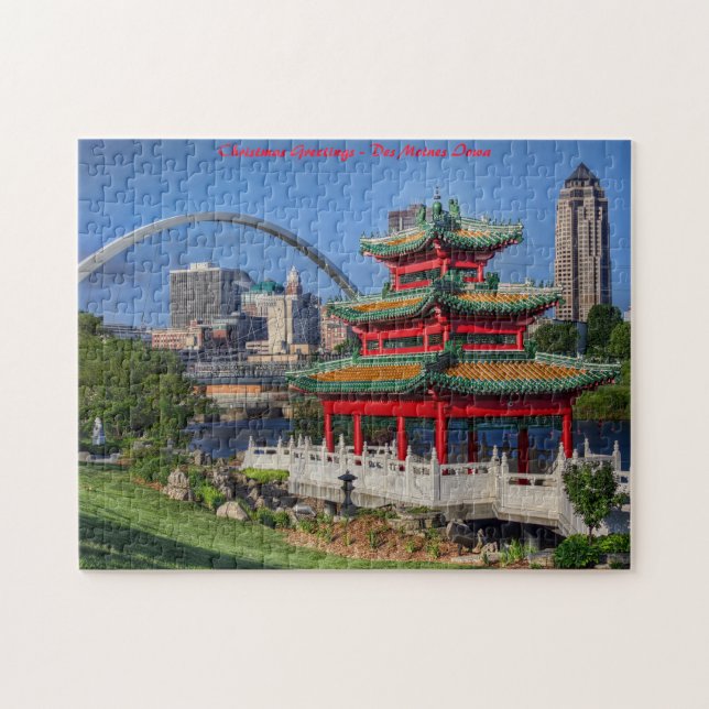Quebra-cabeça Des Moines Iowa.Saudação de Natal (Horizontal)