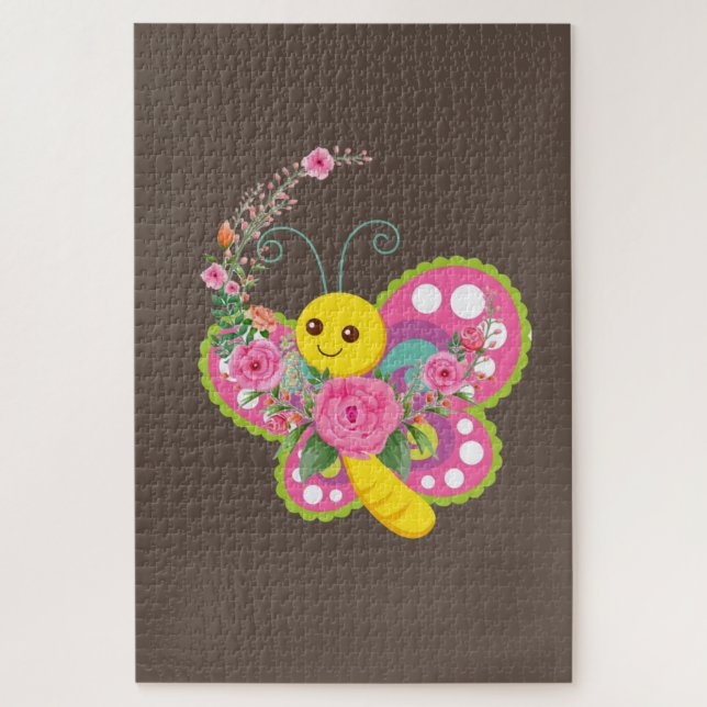 Quebra-cabeça Desafiando Borboleta Floral Marrom (Vertical)