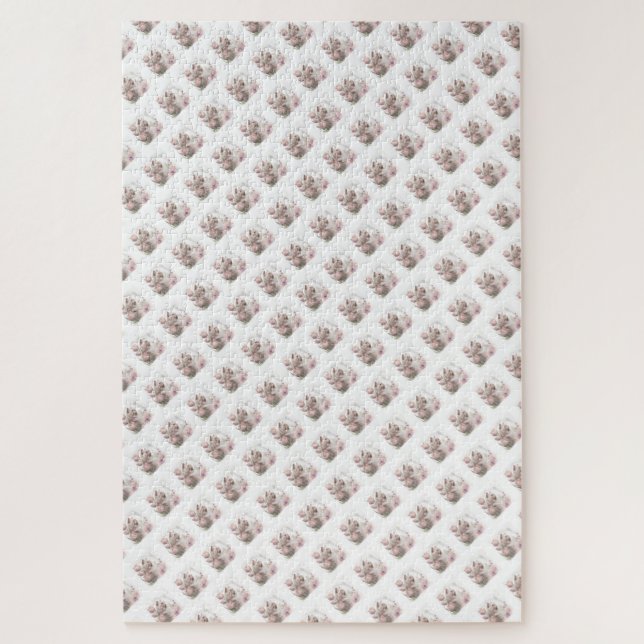 Quebra-cabeça Desafiando Gato Branca Floral Branco (Vertical)