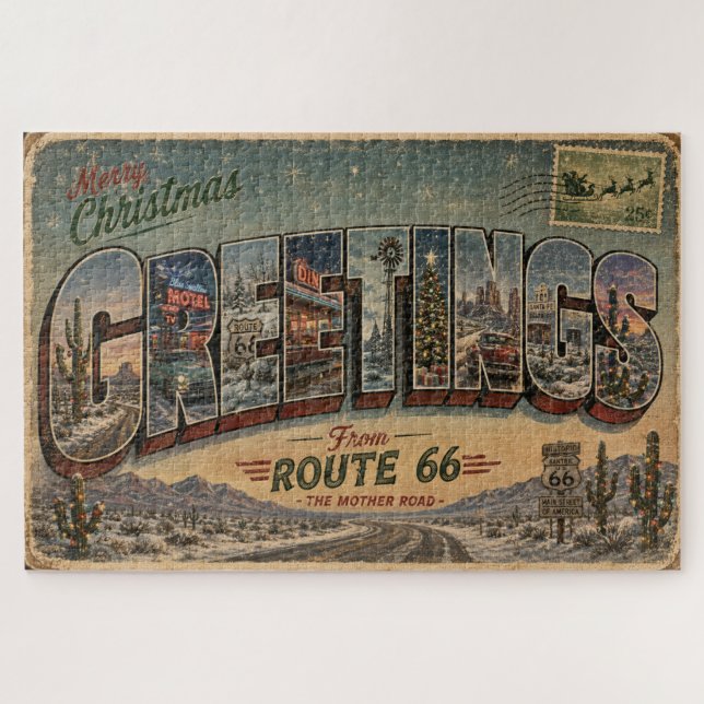 Quebra-cabeça Desafio de Viagem de Natal pela Rota 66 (Horizontal)