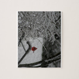 Quebra-cabeça Descanso Cardeal na Neve