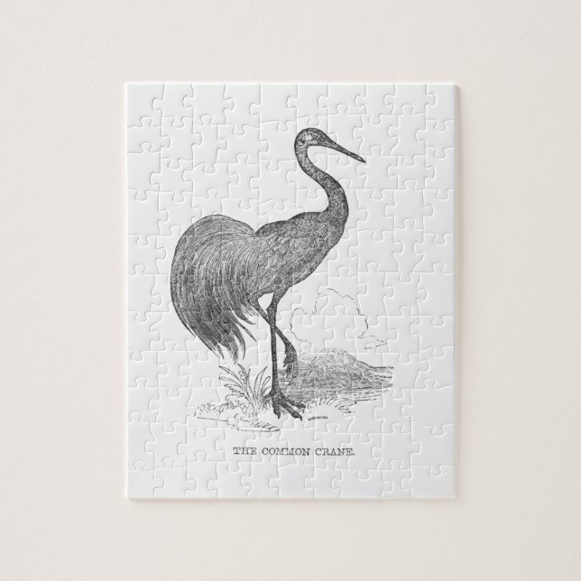 Quebra-cabeça Desenho a caneta e tinta de grou vintage (Vertical)