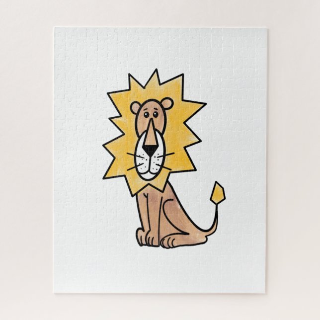 Quebra-cabeça desenho animado crianças de leão retrô safari anim (Vertical)