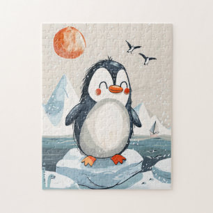 Quebra-cabeça desenho animado Penguin no gelo Floe