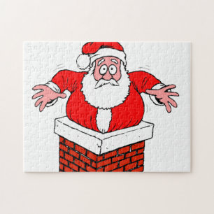 Quebra-cabeça desenho animado que Papai Noel ficou preso na cham