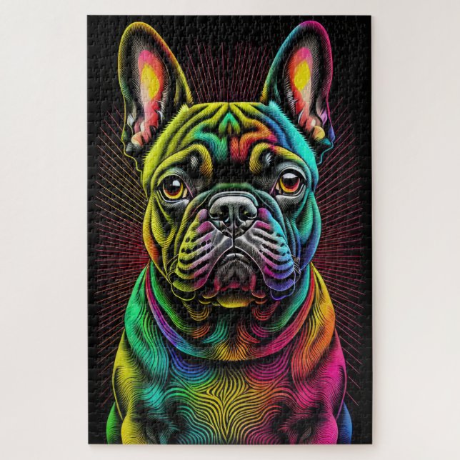 Quebra-cabeça Desenho colorido abstrato de um Bulldog Francês (Vertical)