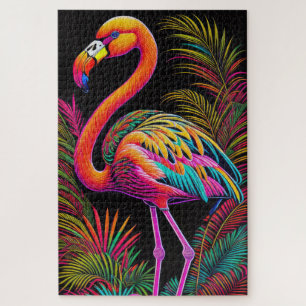 Quebra-cabeça Desenho Colorido abstrato de Um Flamingo
