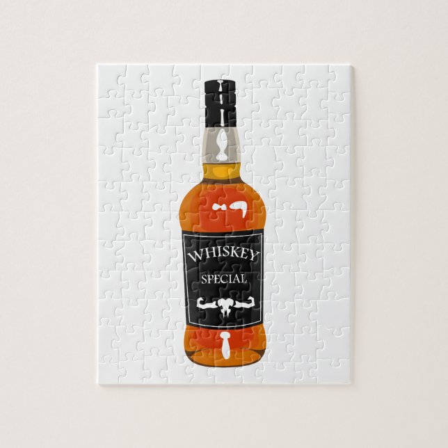 Quebra-cabeça Desenho da garrafa de uísque isolado em Backgroun (Vertical)