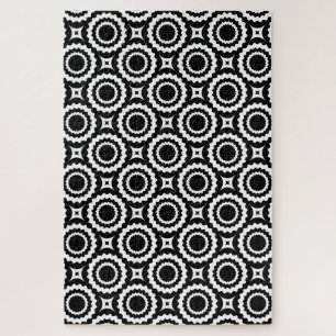 Quebra-cabeça Desenho de círculos ziguezague preto e branco fofo