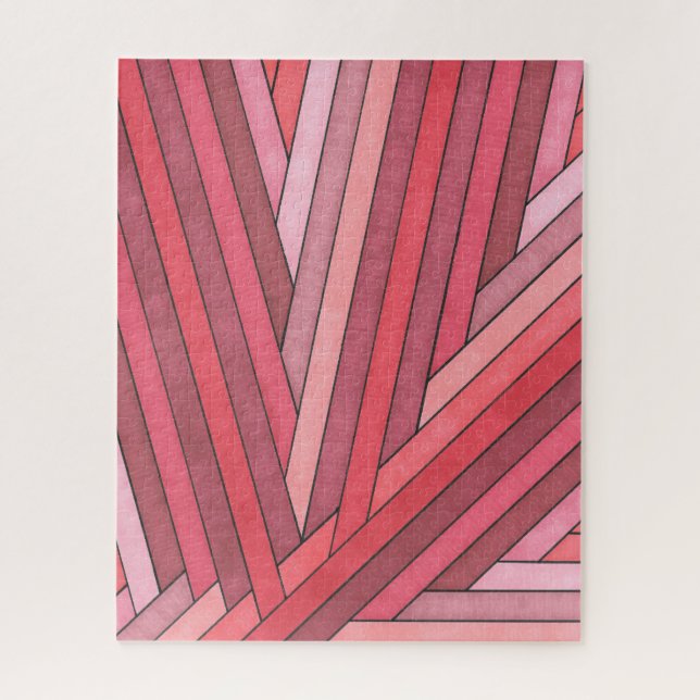 Quebra-cabeça Desenho de Faixa Geométrica Vermelha Pintada à Mão (Vertical)