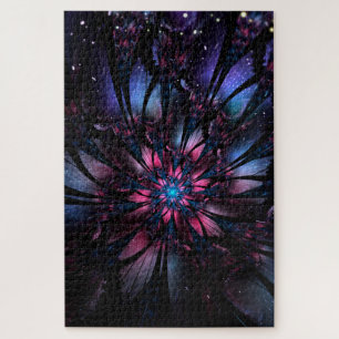 Quebra-cabeça desenho de flor fractal abstrata.