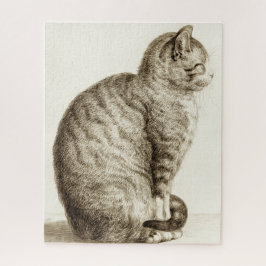 Quebra-cabeça Desenho de lápis preto e branco de gato sentado