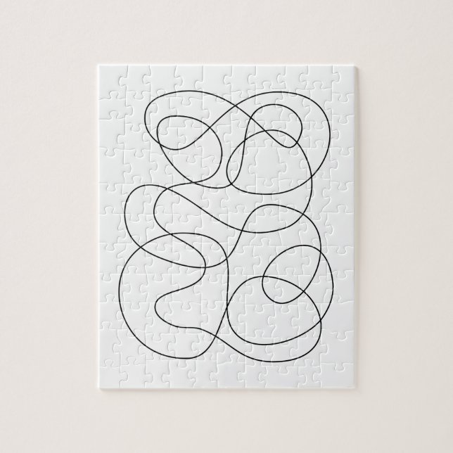 Quebra-cabeça Desenho de linha de Abstrato contemporâneo preto e (Vertical)