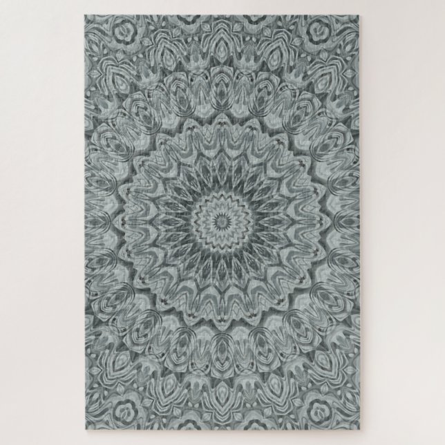 Quebra-cabeça Desenho de Mandala Cinza e Prata (Vertical)