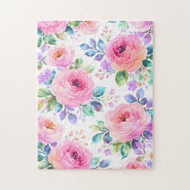 Quebra-cabeça Desenho de Nome Personalizado Boho Floral do Nasce (Vertical)
