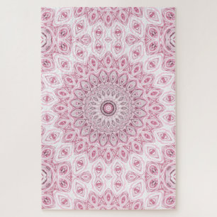 Quebra-cabeça Desenho de Padrão de Mandala Rosa e Branco