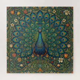 Quebra-cabeça Desenho de pavão boêmio vintage elegante
