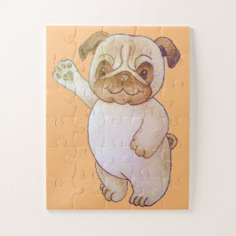 Quebra-cabeça desenho de personagem bonitinho balançando cachorr