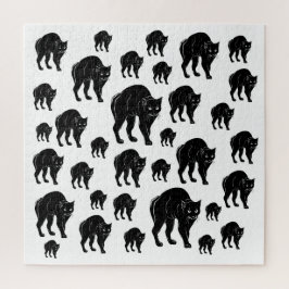 Quebra-cabeça Desenho de Silhueta Preta de Vento Halloween