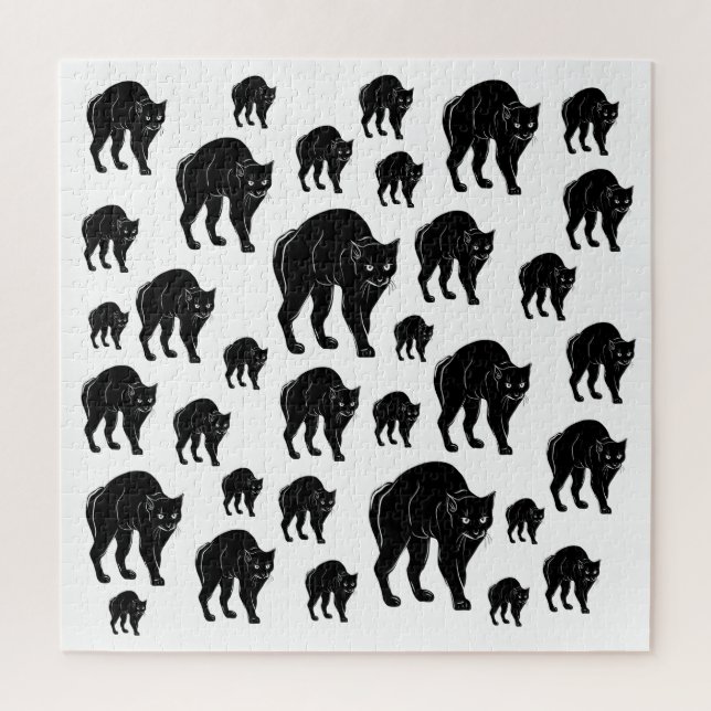 Quebra-cabeça Desenho de Silhueta Preta de Vento Halloween (Vertical)