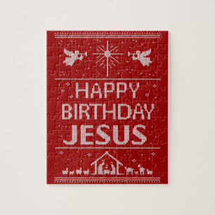 Quebra-cabeça Desenho de Suéter de Natal Feio Natividade Cristã