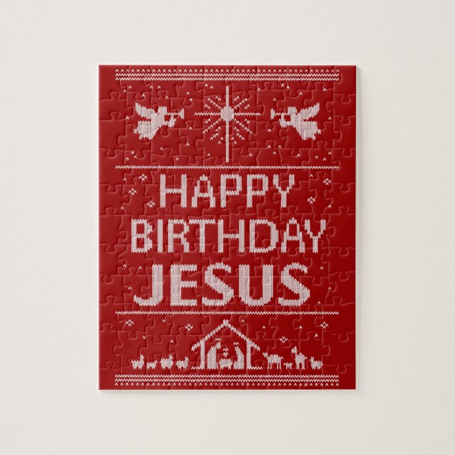Quebra-cabeça Desenho de Suéter de Natal Feio Natividade Cristã (Vertical)