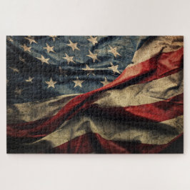 Quebra-cabeça Desenho de tecido de bandeira americana ondulante 