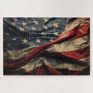 Quebra-cabeça Desenho de tecido de bandeira americana ondulante 