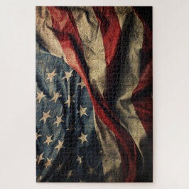 Quebra-cabeça Desenho de tecido de bandeira americana ondulante 