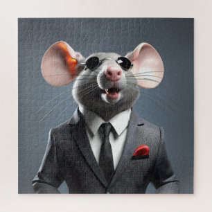 Quebra-cabeça desenho do rato engraçado