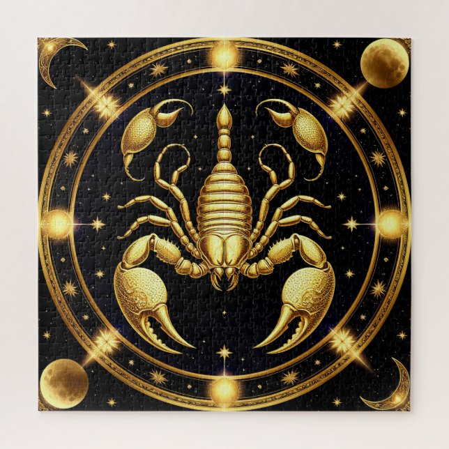 Quebra-cabeça Desenho do Zodíaco Escorpião Dourado (Vertical)