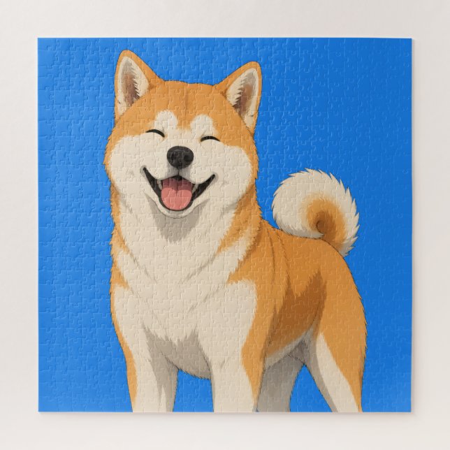 Quebra-cabeça Desenho Feliz de Cachorro Akita (Vertical)