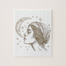Quebra-cabeça Desenho feminino e lua