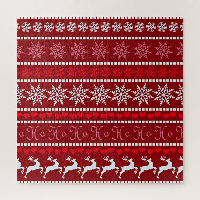 Quebra-cabeça Desenho Festivo de Floco de Neve e Rena (Vertical)