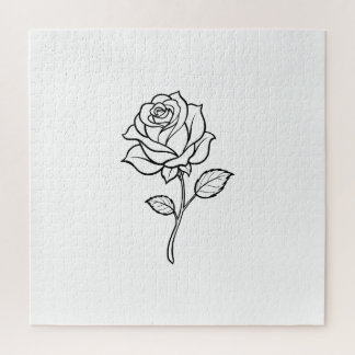 Quebra-cabeça Desenho Floral Elegante Arte Minimalista de Rosa