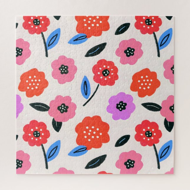 Quebra-cabeça Desenho Han de padrão de flores (Vertical)