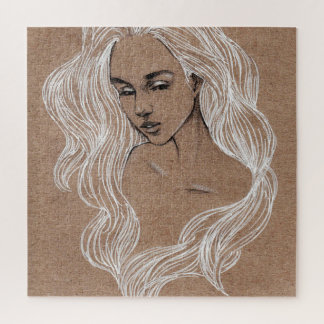 Quebra-cabeça Desenho Retrato: Ilustração de Menina