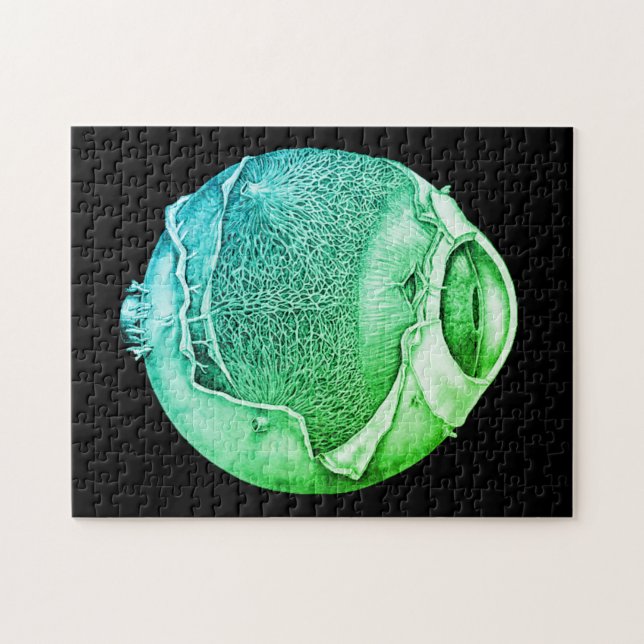 Quebra-cabeça Desenho Verde de Detalhe do Olho Moderno e Estranh (Horizontal)