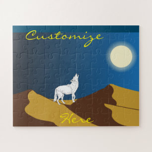 Quebra-cabeça Desert Coyote Howling Full Moon Thunder_Cove