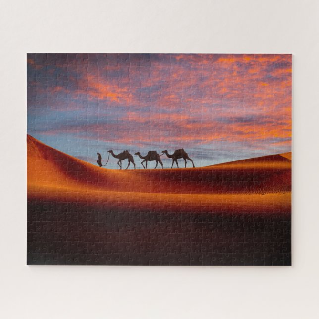 Quebra-cabeça Desertos | Man & Camels in the Sand Dunes (Horizontal)
