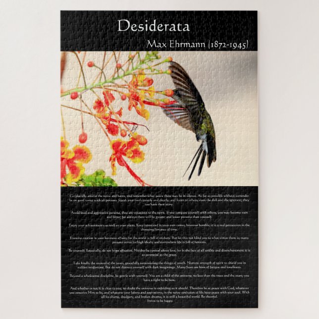 Quebra-cabeça Desiderata Hummingbird borzando uma flor (Vertical)