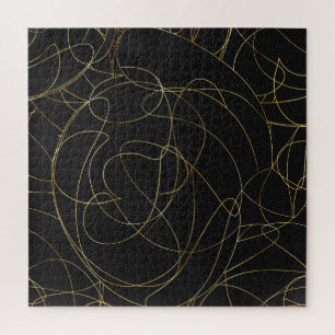 Quebra-cabeça Design abstrato de pontos de Cinza de linha Dourad