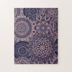 Quebra-cabeça Design Azul de Coleção Mandala Dourada