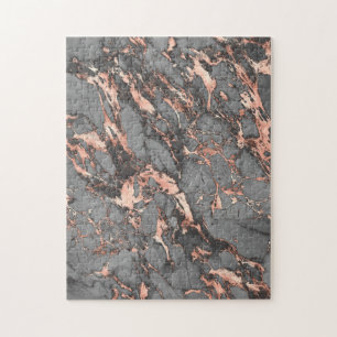 Quebra-cabeça design Cinza de mármore de ouro rosa